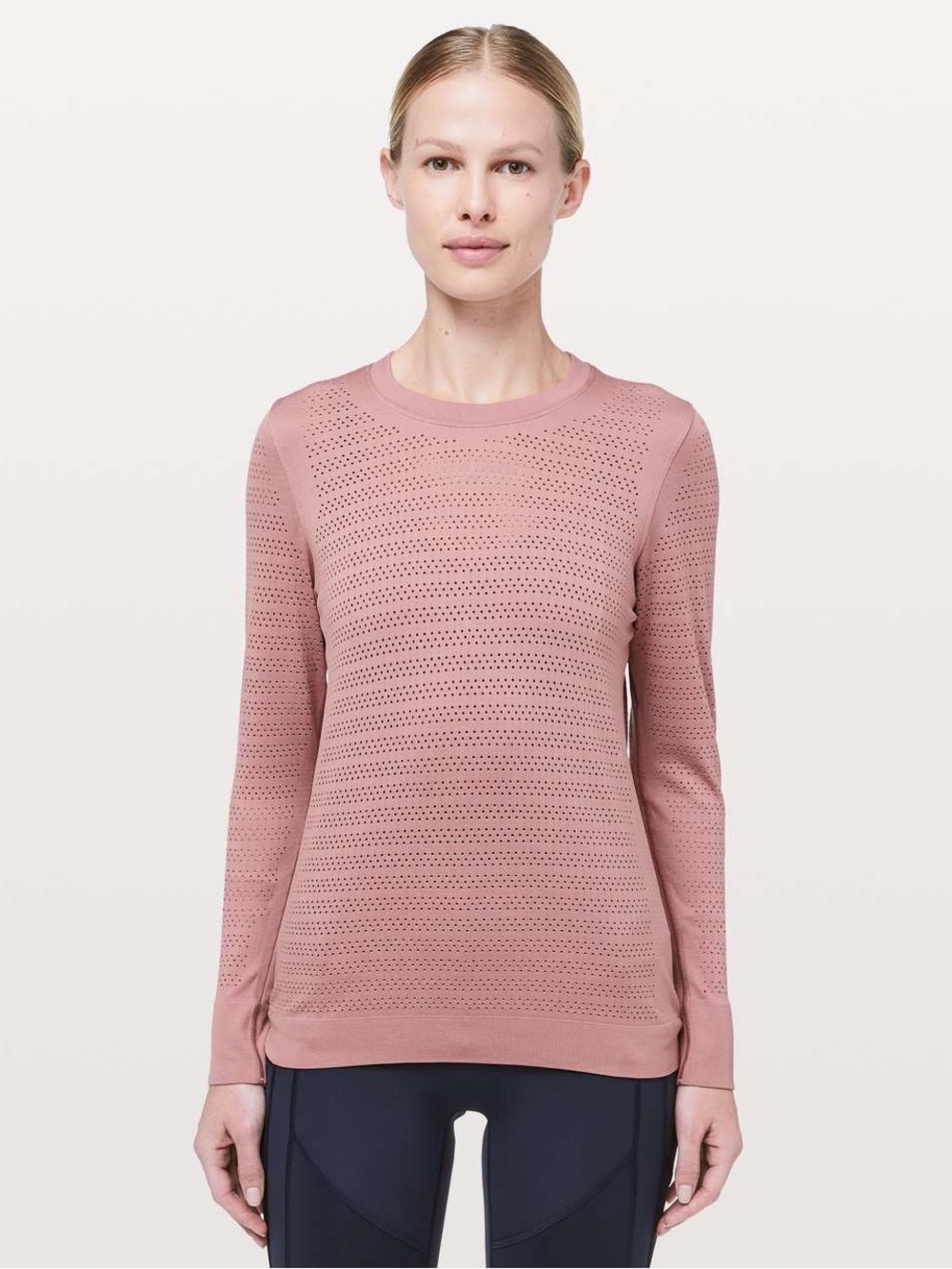 lululemon breeze by long sleeve in quicksand perforated tee women’s 10